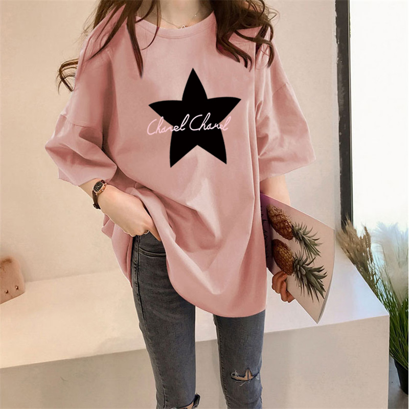 【全十色】中長款韓版寬鬆卡通印花短袖-Cicichill