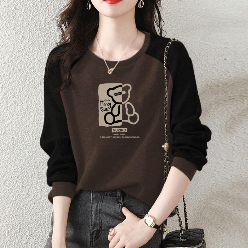 純棉韓版寬鬆顯瘦套頭外穿拼接衛衣長袖-Cicichill