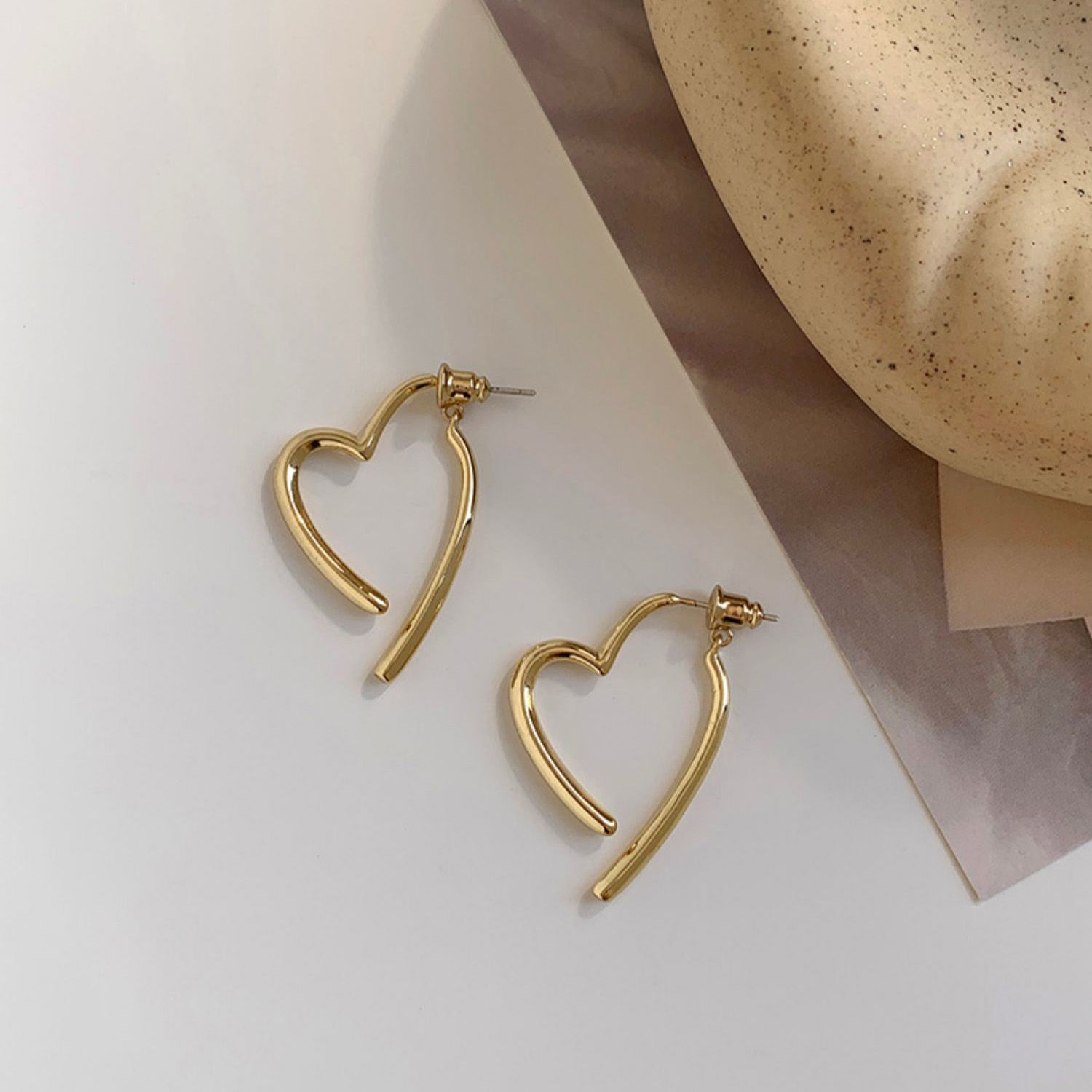 法式氣質小眾設計感高級愛心s925銀針耳環