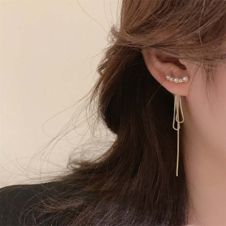韓國氣質高級感潮流一款兩戴長款流蘇耳環-Cicichill