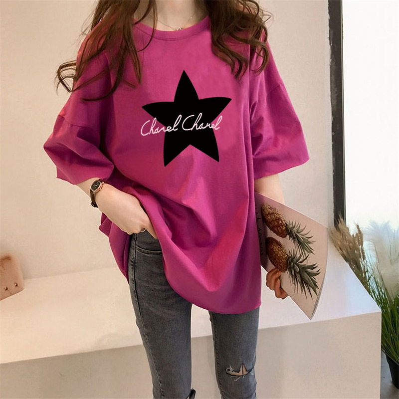 【全十色】中長款韓版寬鬆卡通印花短袖-Cicichill