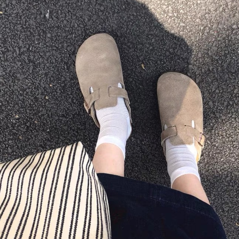 百搭外穿一腳蹬包頭半拖增高厚底勃肯鞋-Cicichill