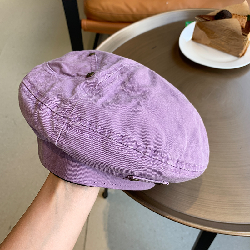 【5色】日系做舊復古時尚百搭藝術顯臉小水洗貝雷帽-Cicichill