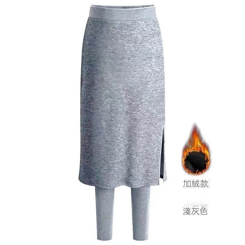 休閒簡約百搭外穿加絨/薄款假兩件裙褲-Cicichill