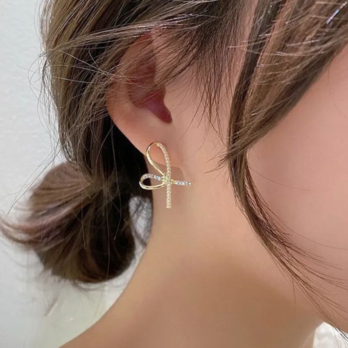 氣質甜美高級感百搭小眾時尚輕奢蝴蝶結耳釘