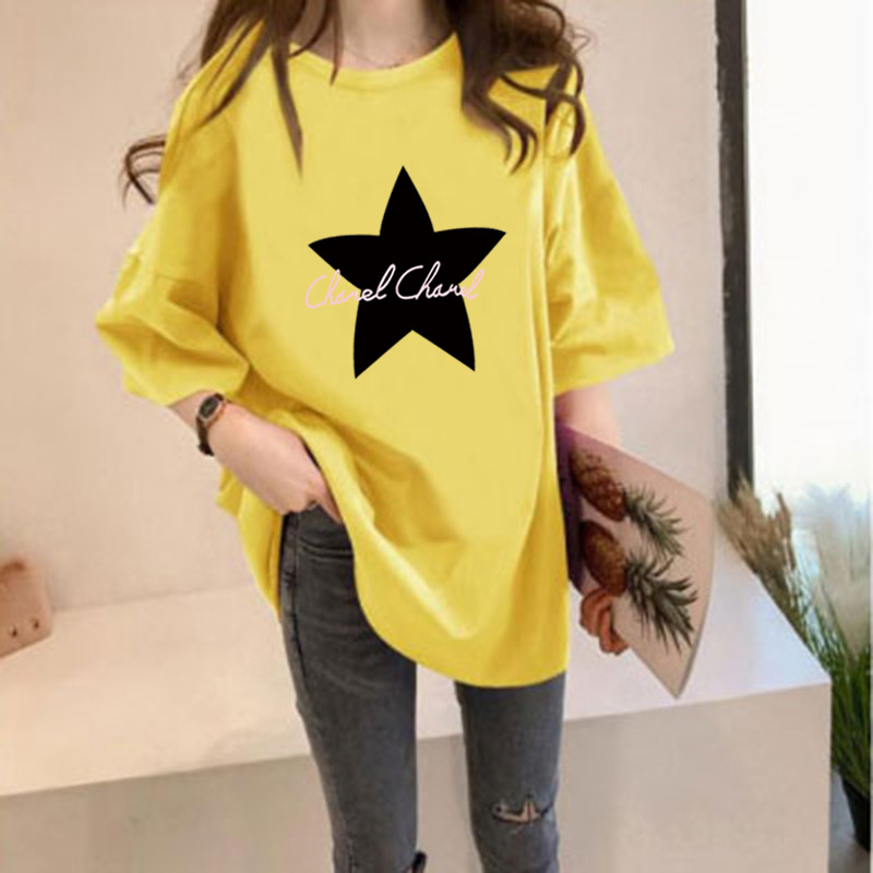 【全十色】中長款韓版寬鬆卡通印花短袖-Cicichill