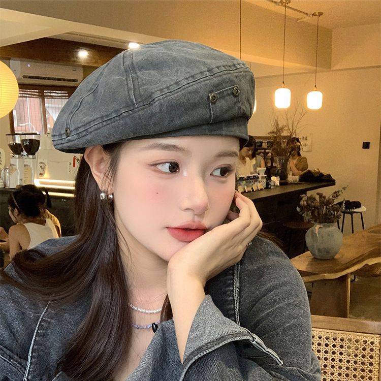 【5色】日系做舊復古時尚百搭藝術顯臉小水洗貝雷帽-Cicichill