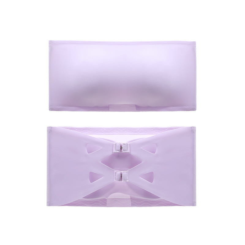 爆款無肩帶一字圍無痕冰絲防滑美背帶抹胸式裹胸內衣-Cicichill