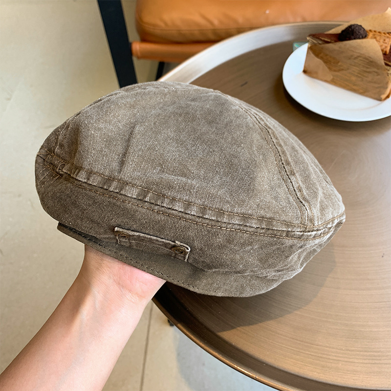 【5色】日系做舊復古時尚百搭藝術顯臉小水洗貝雷帽-Cicichill