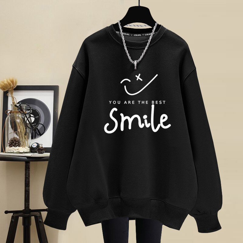 韓版ins簡約百搭寬鬆笑臉圓領衛衣-Cicichill