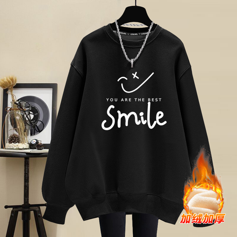 韓版ins簡約百搭寬鬆笑臉圓領衛衣-Cicichill