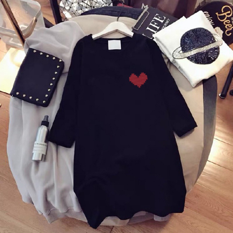 休閒百搭ins潮流印花寬鬆中長款短袖T恤-Cicichill