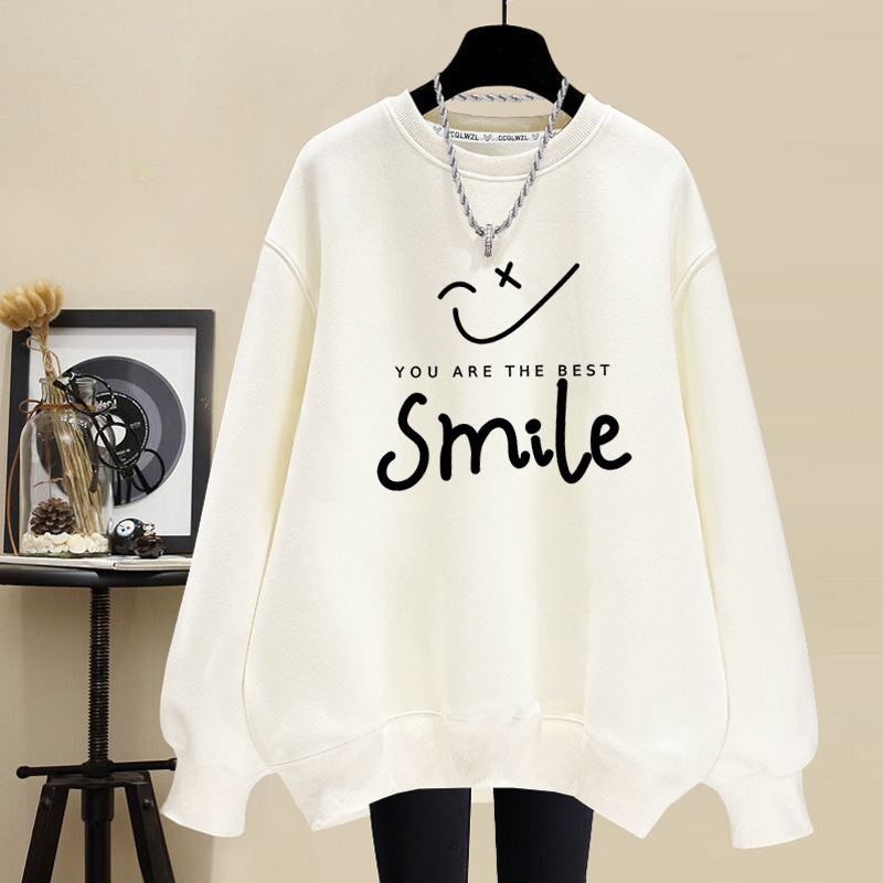 韓版ins簡約百搭寬鬆笑臉圓領衛衣-Cicichill