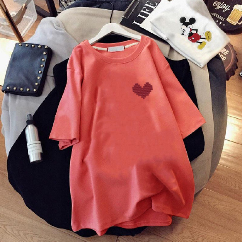 休閒百搭ins潮流印花寬鬆中長款短袖T恤-Cicichill