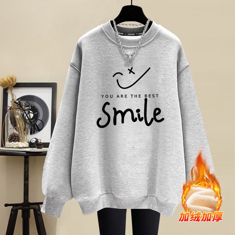 韓版ins簡約百搭寬鬆笑臉圓領衛衣-Cicichill