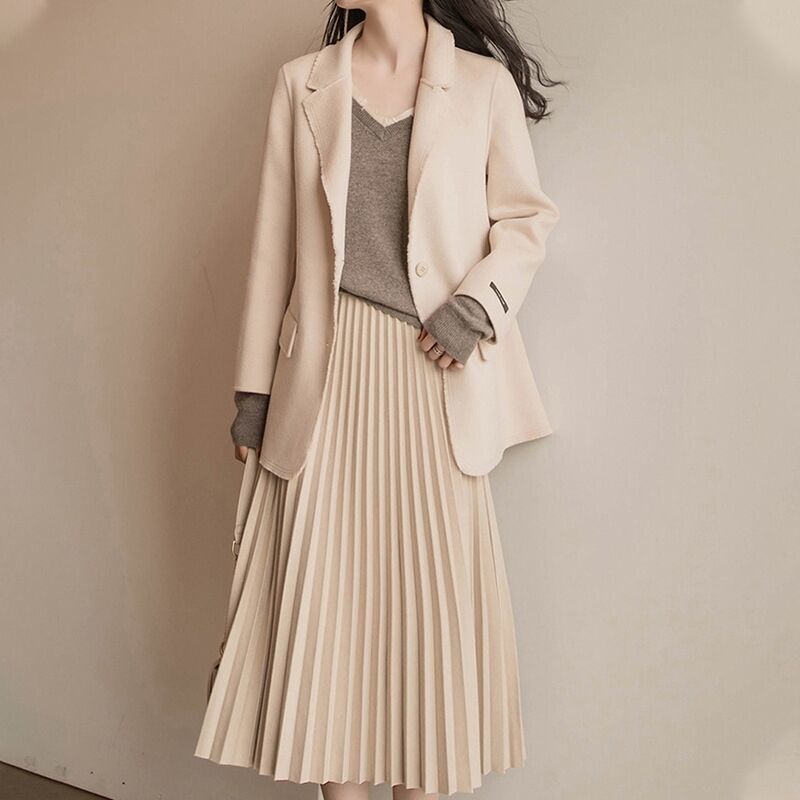 輕熟氣質高腰顯瘦中長款百褶半身裙-Cicichill