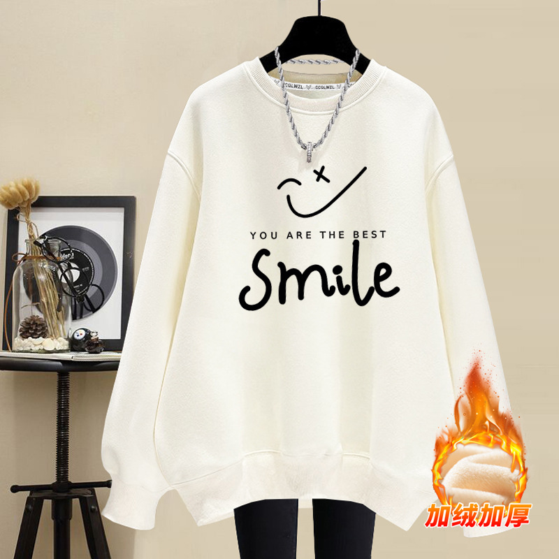 韓版ins簡約百搭寬鬆笑臉圓領衛衣-Cicichill