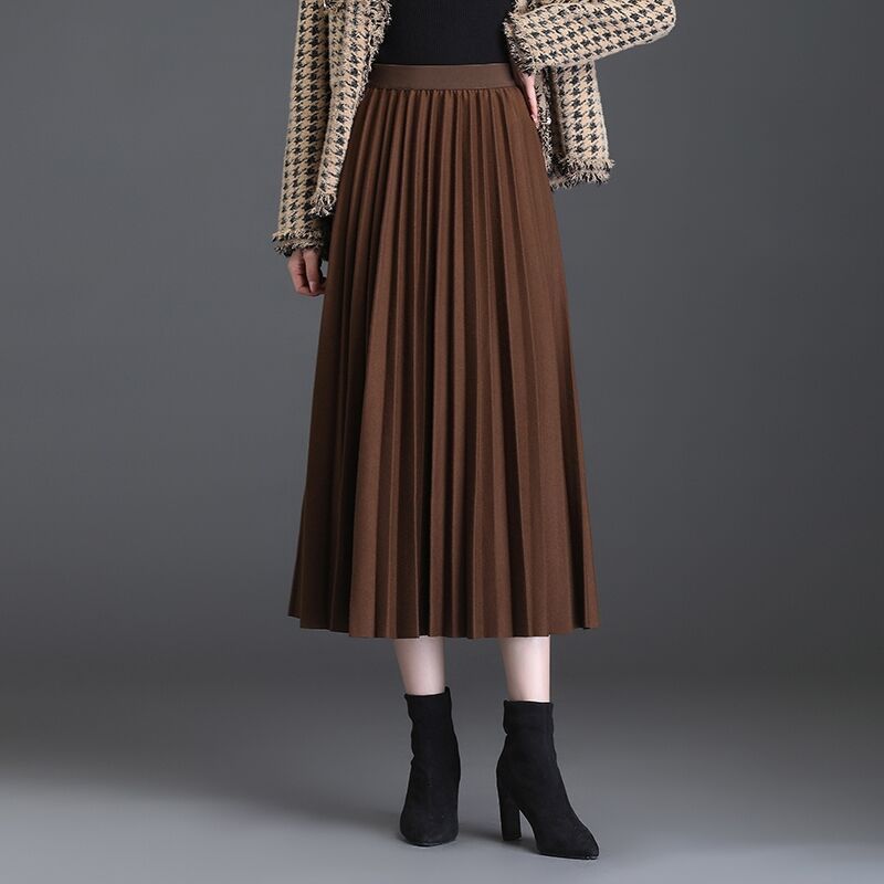 輕熟氣質高腰顯瘦中長款百褶半身裙-Cicichill