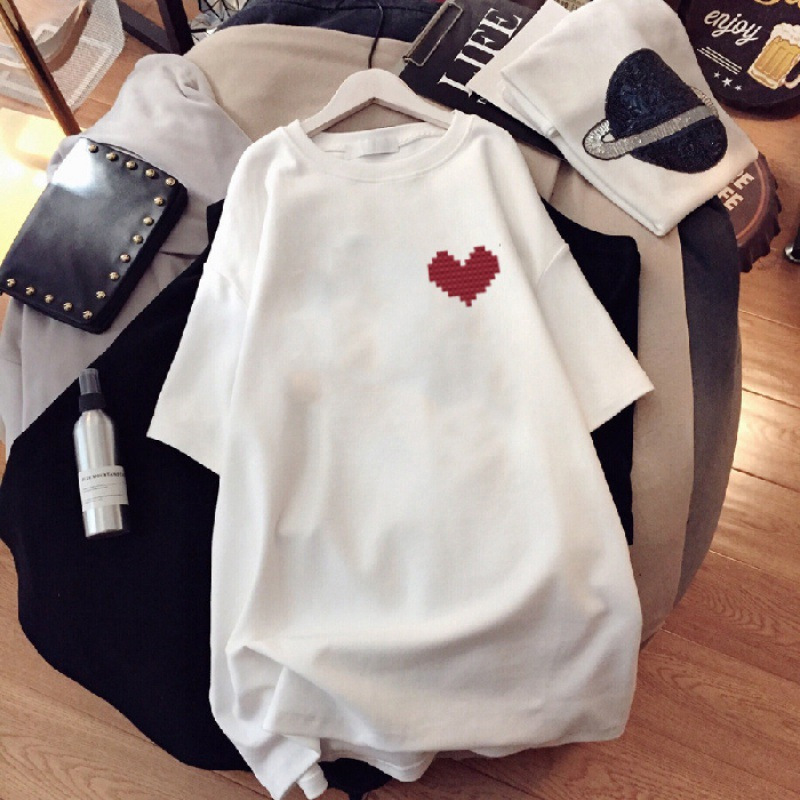 休閒百搭ins潮流印花寬鬆中長款短袖T恤-Cicichill