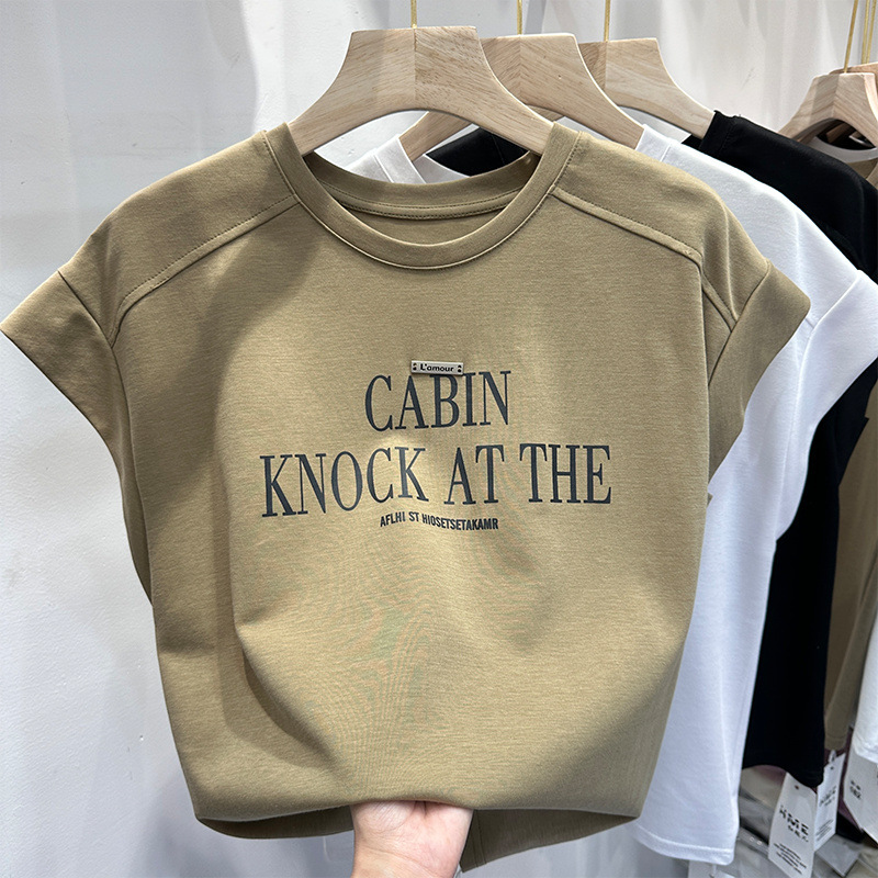 港風字母無袖設計感簡約印花短袖-Cicichill