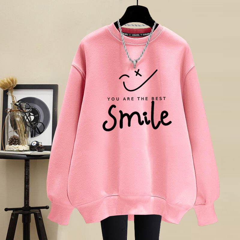 韓版ins簡約百搭寬鬆笑臉圓領衛衣-Cicichill