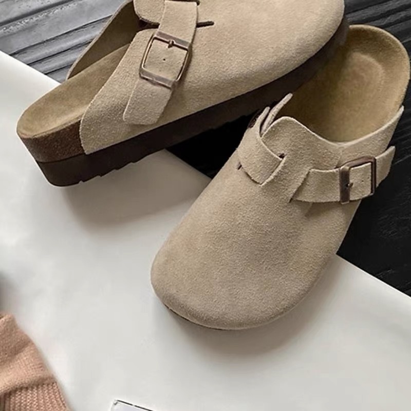 百搭外穿一腳蹬包頭半拖增高厚底勃肯鞋-Cicichill