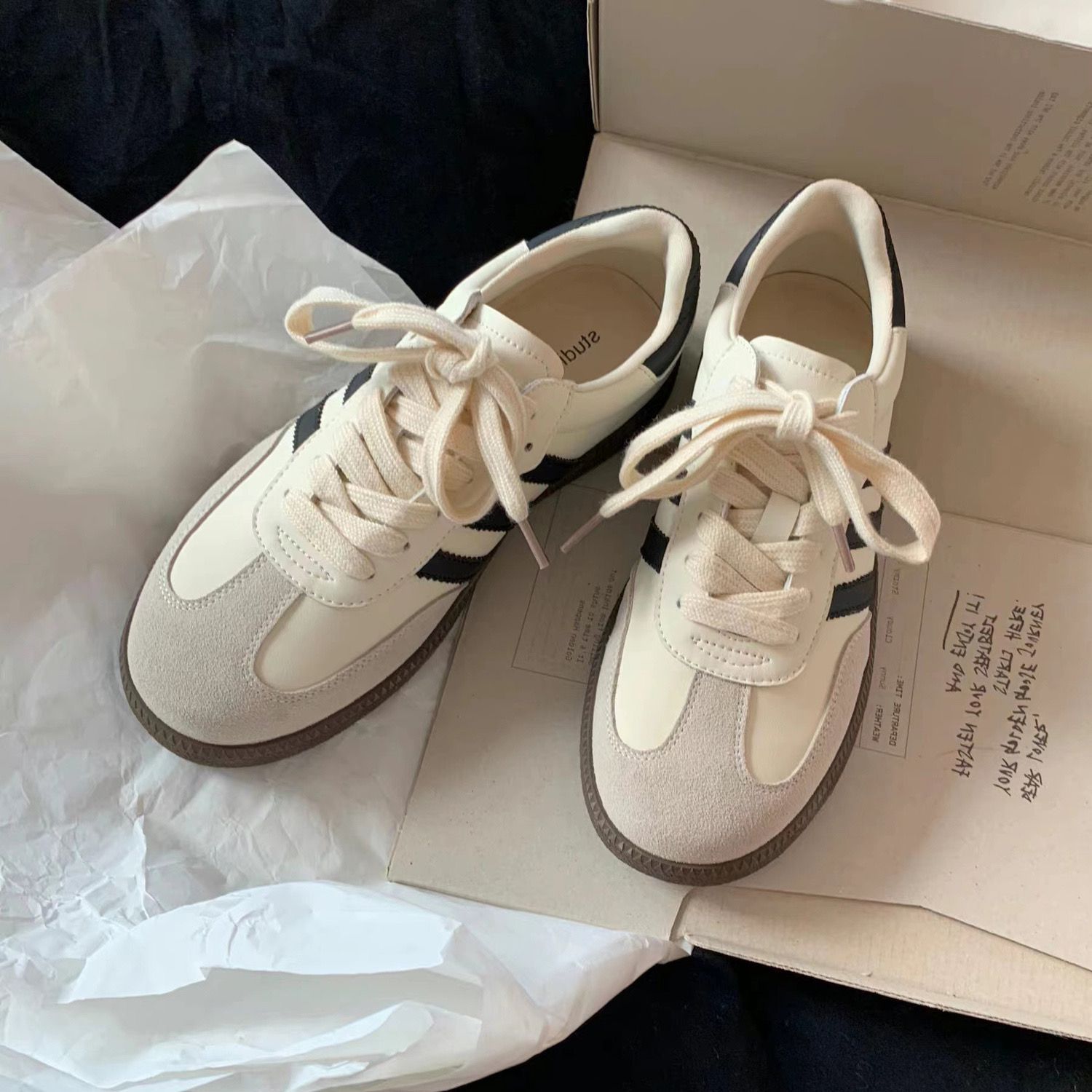 復古百搭日常休閒運動板鞋圓頭德訓鞋-Cicichill