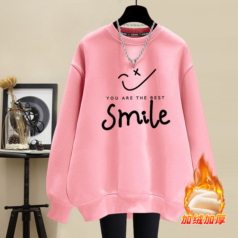 韓版ins簡約百搭寬鬆笑臉圓領衛衣-Cicichill