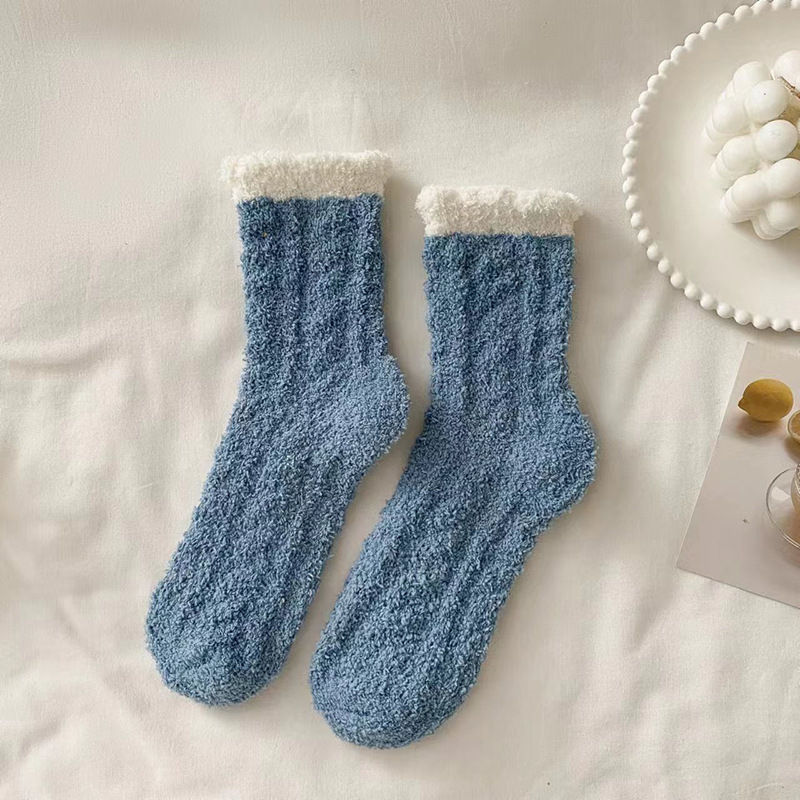 日系可愛加絨保暖睡眠襪地板襪珊瑚絨襪子-Cicichill