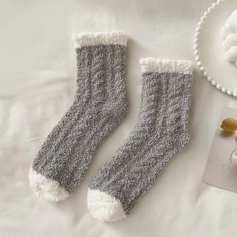 日系可愛加絨保暖睡眠襪地板襪珊瑚絨襪子-Cicichill