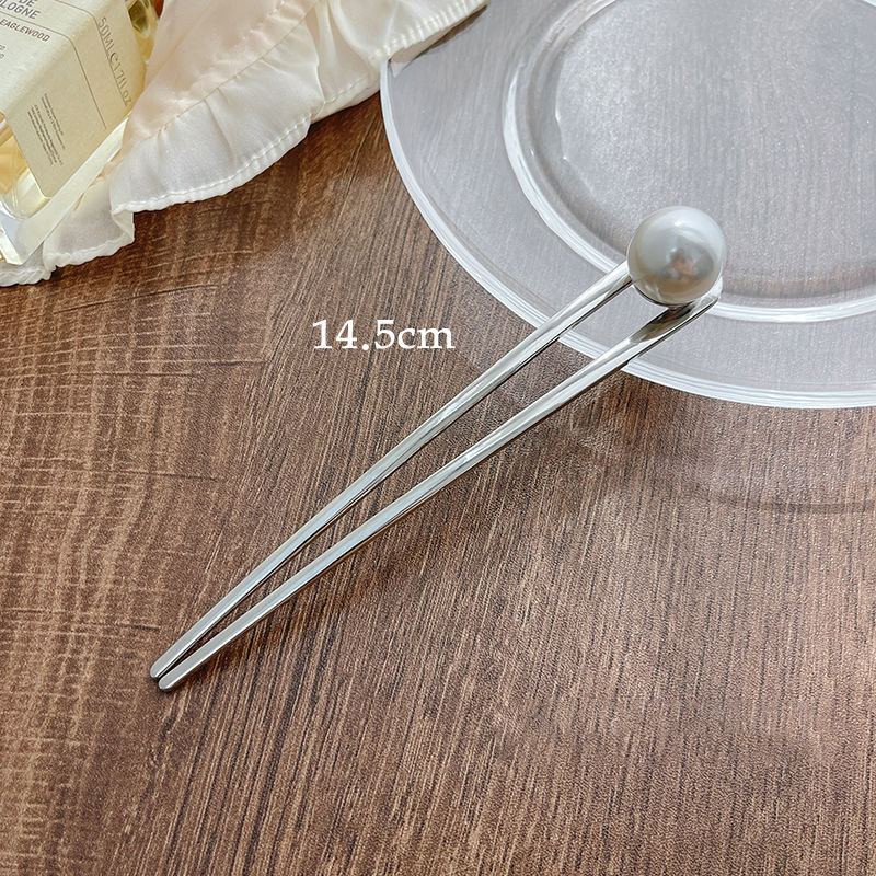 新中式U型高級感珍珠盤髮丸子頭髮簪-Cicichill