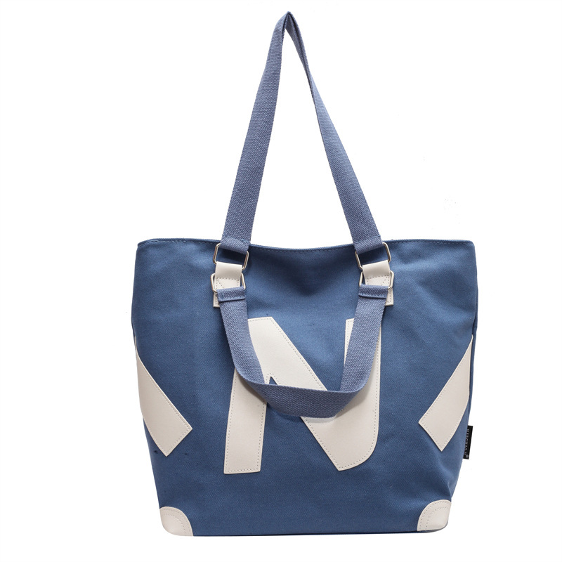 韓版質感厚實雙面壓花字母帆布手提袋-Cicichill