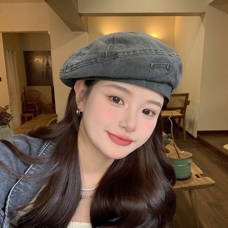 【5色】日系做舊復古時尚百搭藝術顯臉小水洗貝雷帽-Cicichill