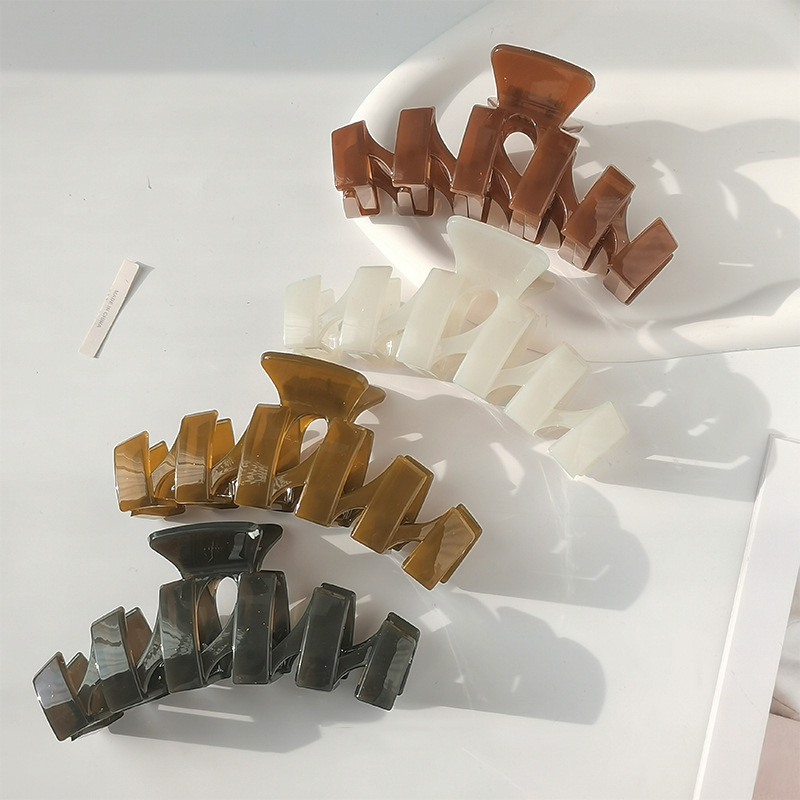 經典百搭高級感簡約髮量多盤髮後腦勺鯊魚夾髮飾