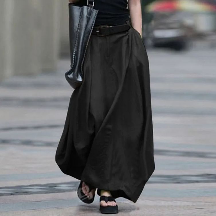 高腰顯瘦大碼大擺A字長款半身裙