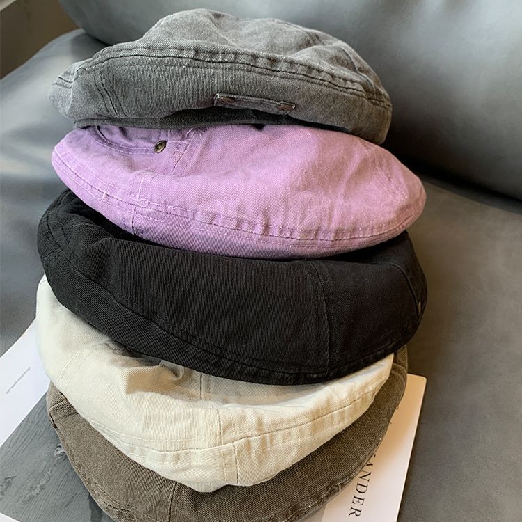 【5色】日系做舊復古時尚百搭藝術顯臉小水洗貝雷帽-Cicichill