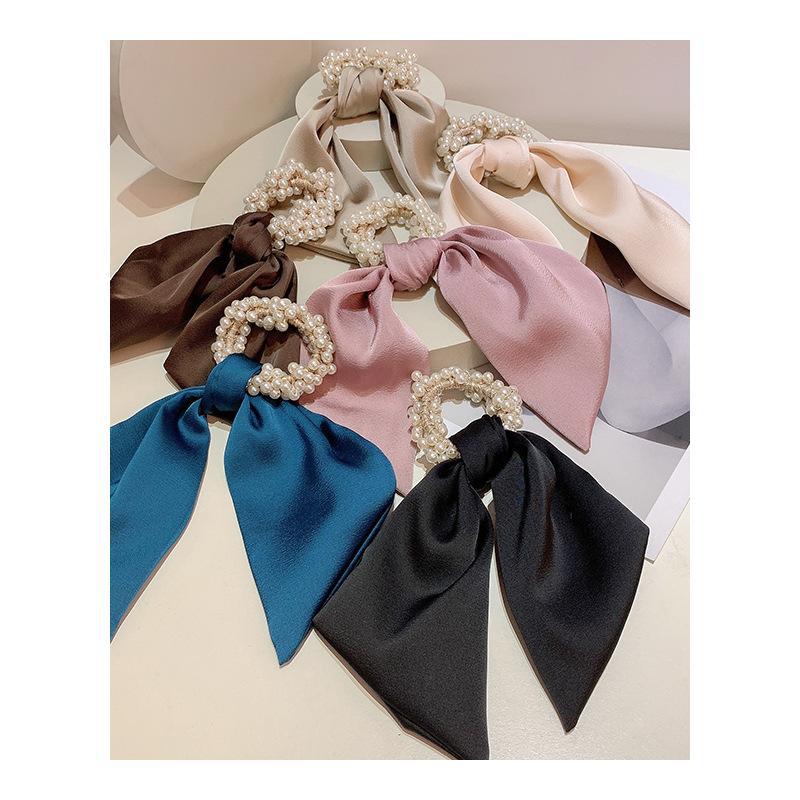 【多色可選】韓國ins風珍珠髮圈甜美頭飾少女絲帶髮繩-Cicichill