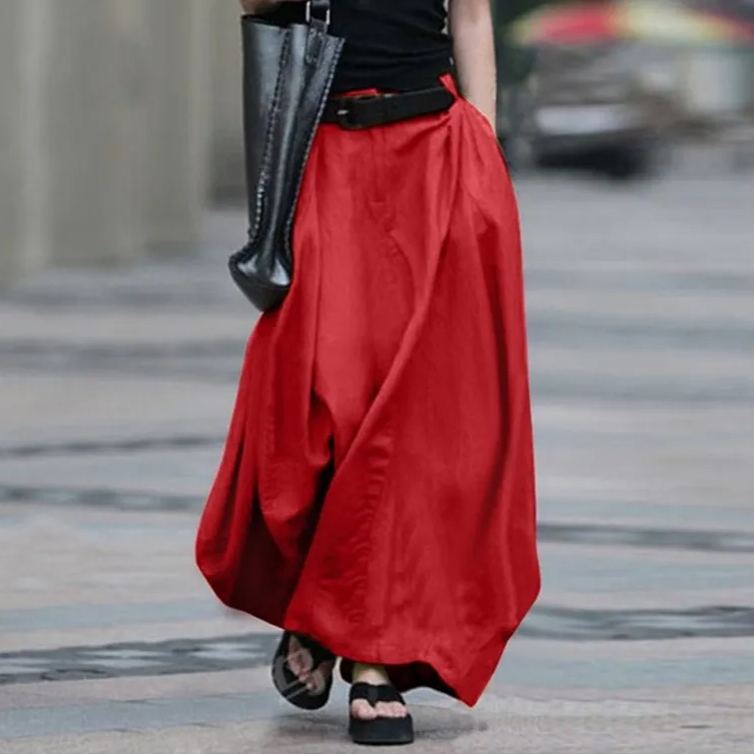 高腰顯瘦大碼大擺A字長款半身裙