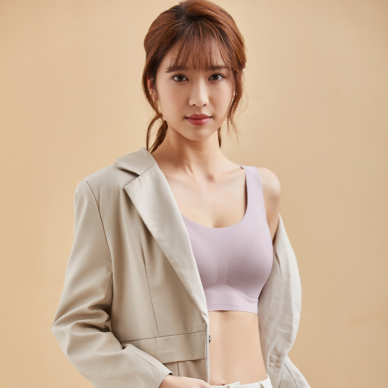 聚攏收副乳背心式無痕美背無鋼圈運動內衣-Cicichill
