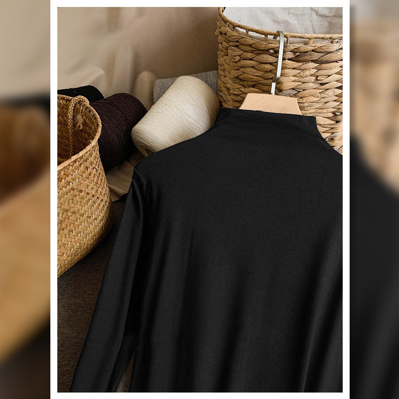 高品質軟糯修身顯瘦雙面磨毛半高領打底長袖-Cicichill