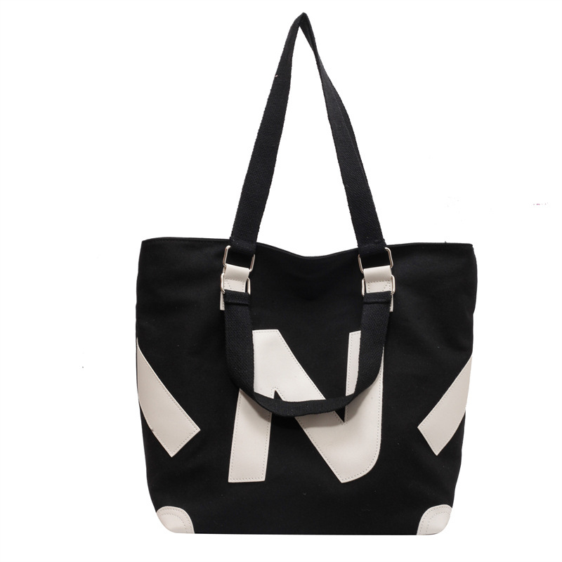 韓版質感厚實雙面壓花字母帆布手提袋-Cicichill