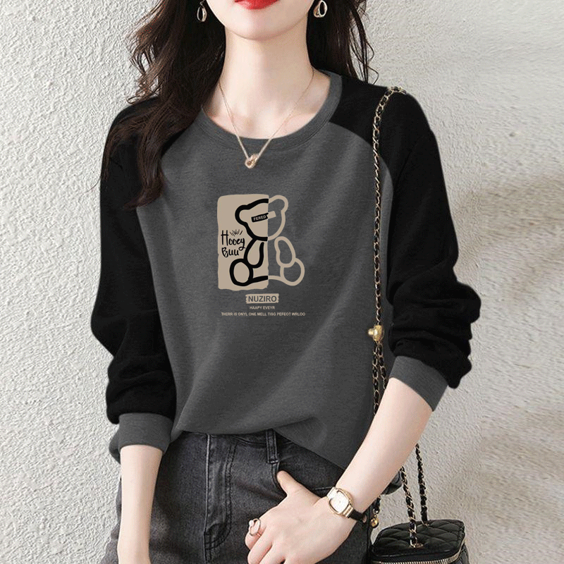 純棉韓版寬鬆顯瘦套頭外穿拼接衛衣長袖-Cicichill