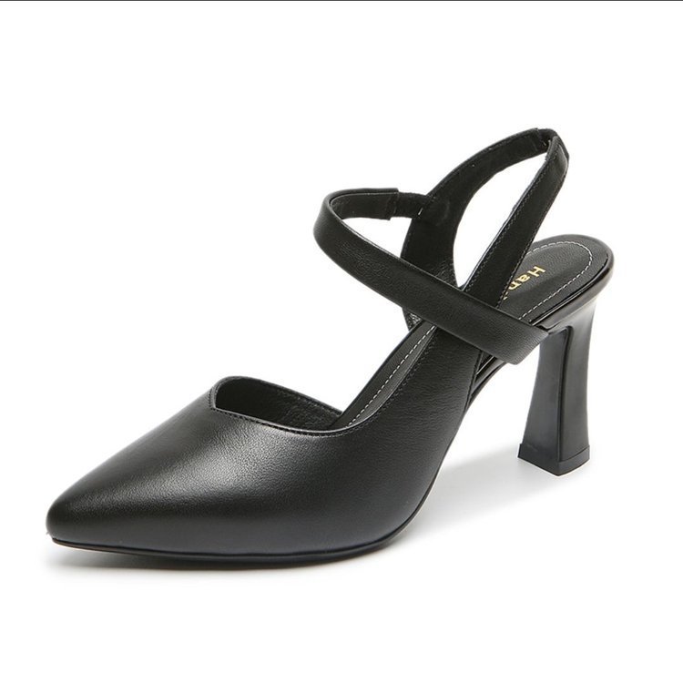 時尚中跟軟皮單鞋尖頭包頭粗跟高跟鞋-Cicichill