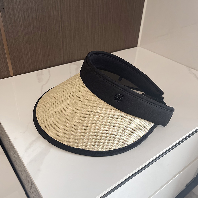 可折疊草編防曬遮陽防紫外線黑膠騎車帽子