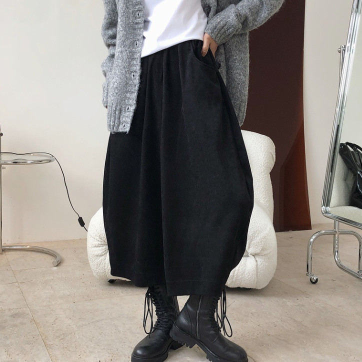 日系復古寬鬆顯瘦闊腿蘿蔔九分哈倫褲裝