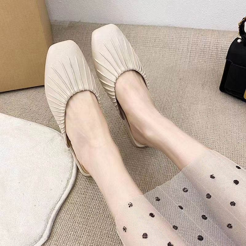 四季外穿包頭平底軟底懶人一腳蹬方頭涼拖-Cicichill