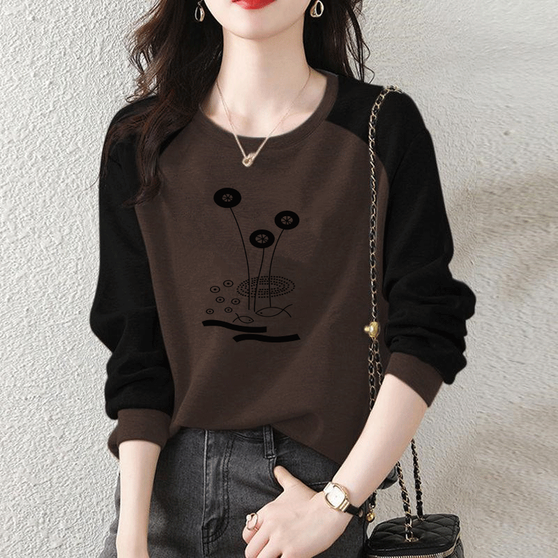 純棉韓版寬鬆顯瘦套頭外穿拼接衛衣長袖-Cicichill