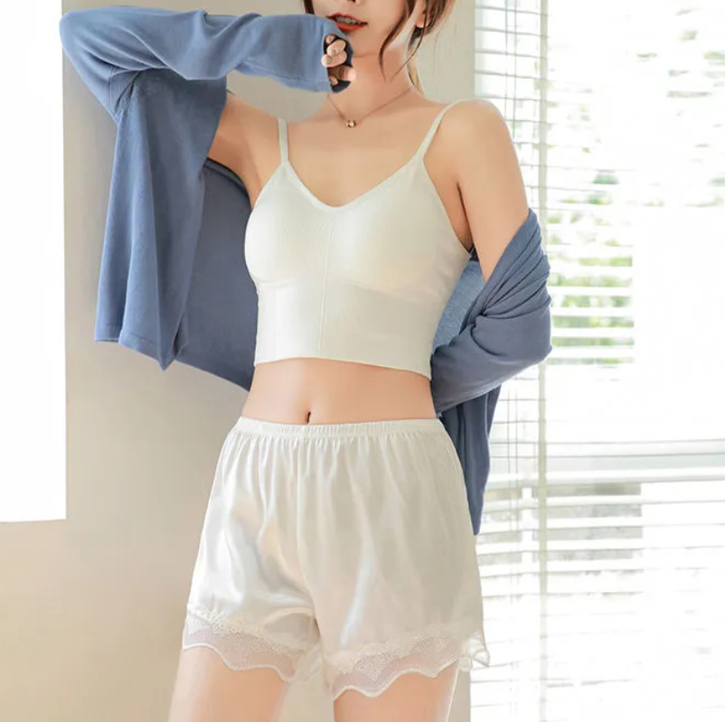 蕾絲寬鬆冰絲無痕防走光安全打底褲裝-Cicichill