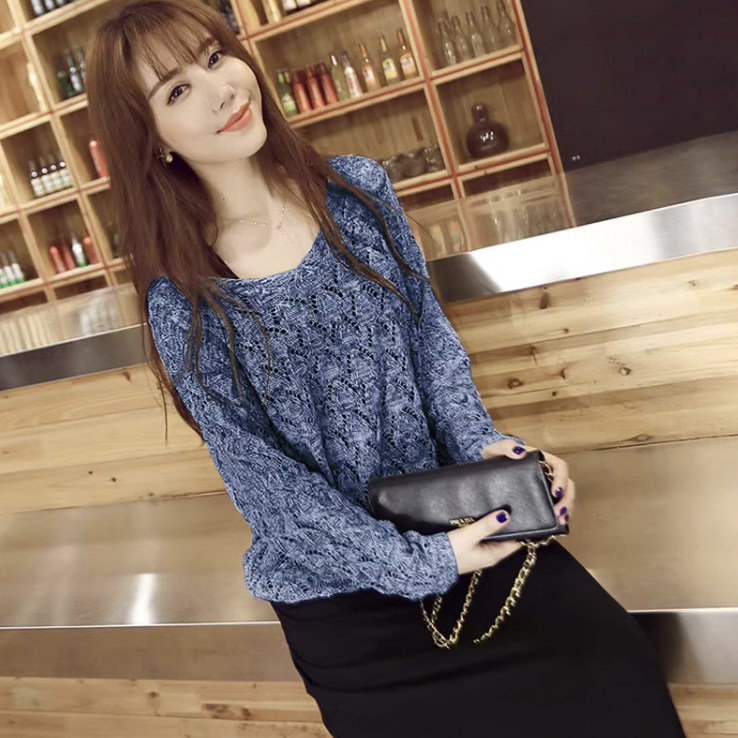 【整賣】韓版套頭針織長袖 修身時尚連身裙兩件套裝-Cicichill