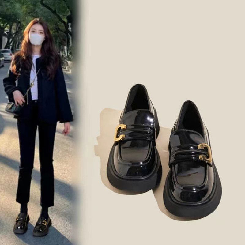 英倫風復古百搭厚底樂福鞋小皮鞋圓頭單鞋-Cicichill